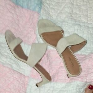 Elegant Cream Suede Calvin Klein Women's Slip On Sandals *8.5